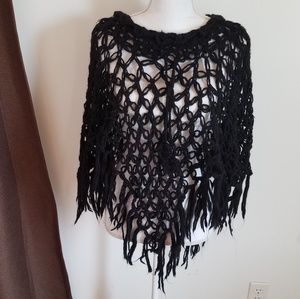 sold Beautiful Black Shawl/Poncho One Size
